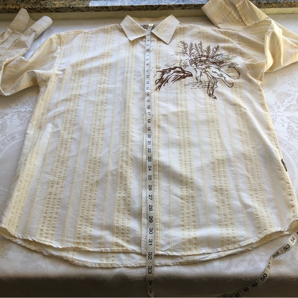 KOMAN Sport Men’s Size XL Cream/White Button-Down Shirt Western Embroidered Top - Picture 9 of 15
